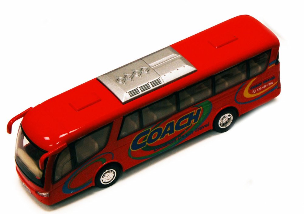 Coach Bus, Red - Kinsmart 7101D - 7" Diecast Model Toy Car 764072015354 ...