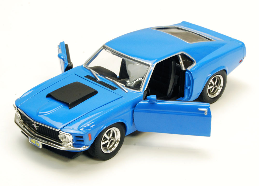 1970 Ford Mustang Boss 429 Blue Motormax 73303 1/24 Scale Diecast Model Toy  Car