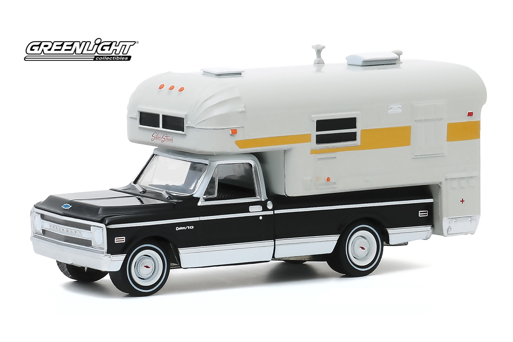 1969 Chevy C-10 Cheyenne with Silver Streak Camper Maßstab 1:64 Diecast Auto - Bild 1 von 2