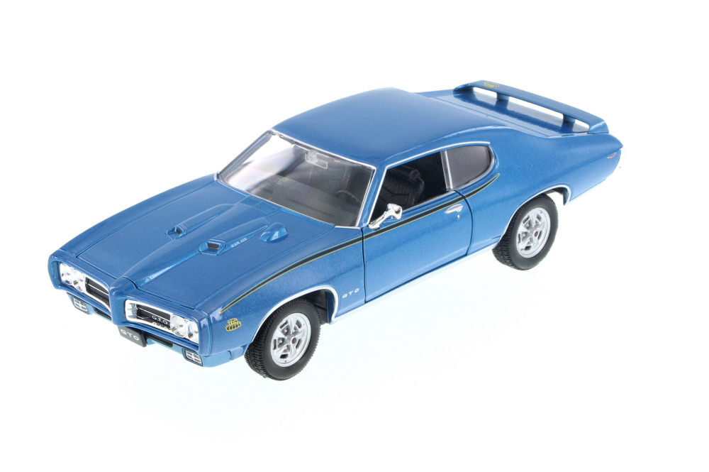 1969 Pontiac GTO, Blue - Welly 22501 - 1/24 Scale Diecast Model Toy Car ...